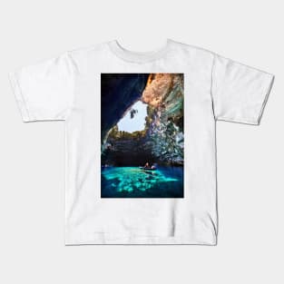 Boat ride in Melissani cave-lake Kids T-Shirt